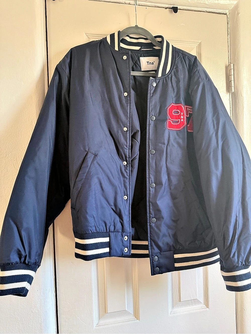 Tna Stadium Jacket Varsity Jacket Blue & White Size Medium